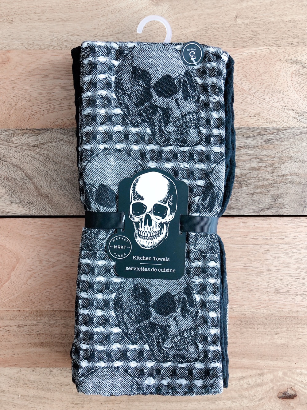 🎃 Skull Print Kitchen Towels Halloween tea towels black white